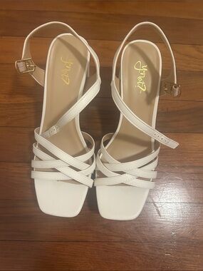 Y Not White Strappy Slingback Heeled Sandals